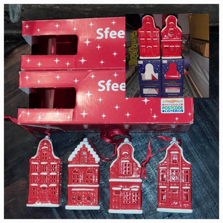 2 Postcode Loterij Huisjes, 4 kersthangers, sfeerlichtjes, Diversen, Kerst, Zo goed als nieuw, Ophalen of Verzenden