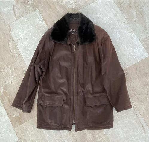 Echt lederen jas met Bontkraag, Kleding | Dames, Jassen | Winter, Zo goed als nieuw, Maat 38/40 (M), Bruin, Ophalen of Verzenden