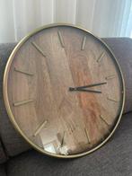 Wandklok 50 cm - Hout & Goud, Huis en Inrichting, Woonaccessoires | Klokken, Ophalen of Verzenden, Zo goed als nieuw, Analoog