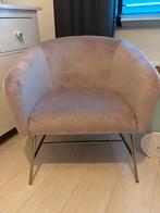 Roze Velvet Stoel met Gouden Poten, Ophalen, Minder dan 75 cm, Zo goed als nieuw, Metaal