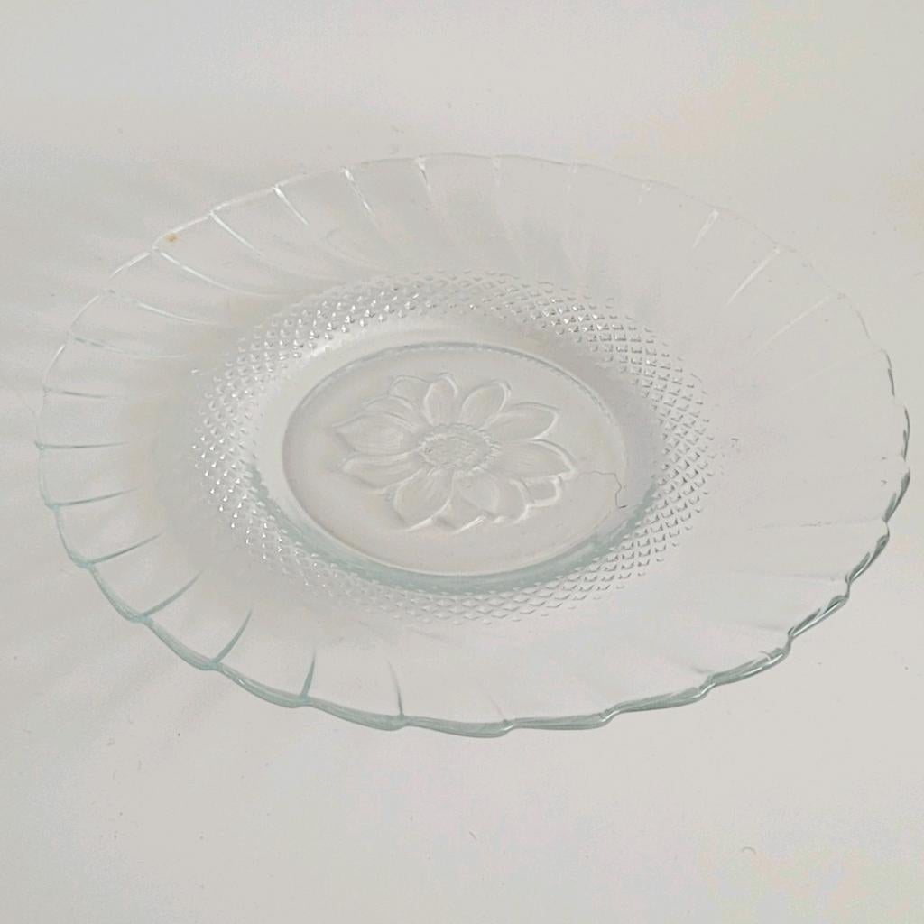 Izgs glazen bord bordjes met bloemetjes motief of visbord, Ophalen of Verzenden, Staal