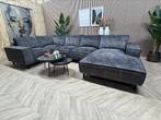 ZGAN Velvet Velours U-Bank / Hoekbank - Antraciet - 389cm, Huis en Inrichting, Ophalen, -, -, Hoekbank
