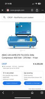 ABAC compressor silent 270 lt 400 volt, Doe-het-zelf en Verbouw, Ophalen, Zo goed als nieuw, Geluidgedempt, 6 tot 10 bar
