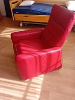 Montel rood leren relaxfauteuil - moet weg, Huis en Inrichting, Fauteuils, Ophalen, Gebruikt, Leer, Modern