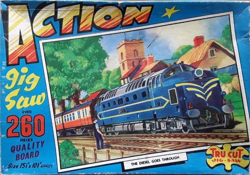 Tru Cut puzzel Treinen. 260 st. Compleet., Hobby en Vrije tijd, Denksport en Puzzels, Gebruikt, Legpuzzel, Minder dan 500 stukjes
