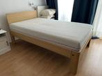 Auping oak wood bed frame + Sparta firm mattress (120 cm), Bruin, Ophalen of Verzenden, Zo goed als nieuw, Twijfelaar
