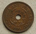 Rhodesia and Nyasaland, one penny 1956, Ophalen of Verzenden, Overige landen, Losse munt