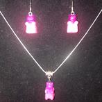Gummy beertjes ketting zilver en oorbellen set, Ophalen of Verzenden, Nieuw, Zilver, Oorbellen