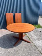 Vintage eettafel teak ronde tafel uitschuifbaar, Ophalen, Gebruikt, 100 tot 150 cm, C