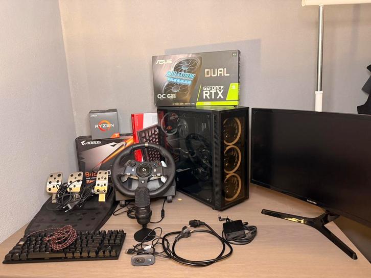 Complete Gaming&SimRacing Setup–Ryzen7/RTX 2060/LogitechG920, Computers en Software, Desktop Pc's, Gebruikt, HDD, SSD, 16 GB, Met videokaart