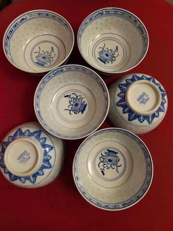 6 Chinese Rijstkommetjes/Schaaltjes beschikbaar voor biedingen