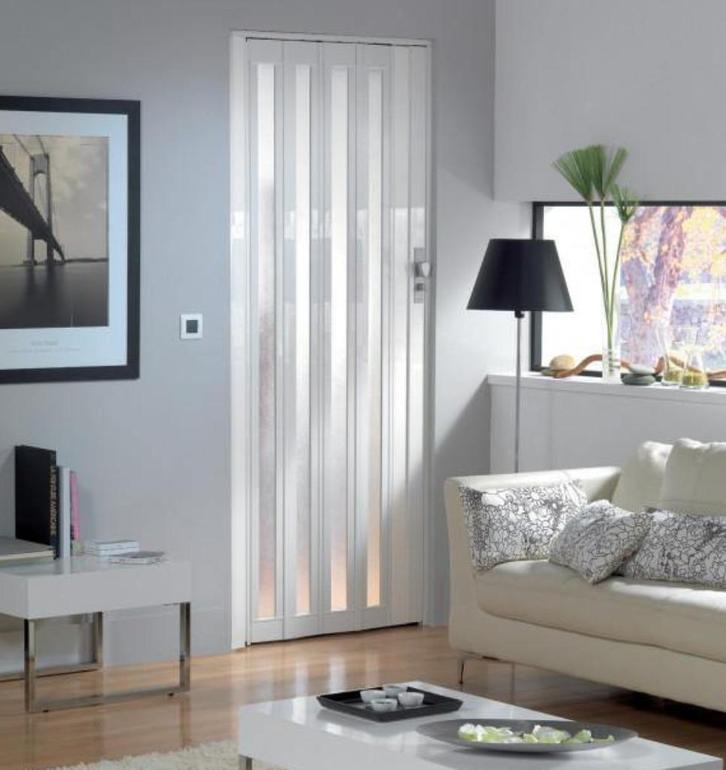 SALE! Grosfillex Larya vouwdeur met glas 2 kleuren 84x205, Huis en Inrichting, Stoffering | Gordijnen en Lamellen, Nieuw, 200 cm of meer