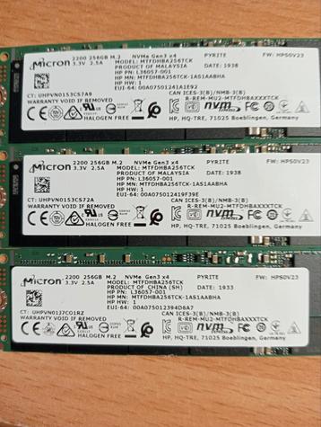 3x Micron 256GB M.2 SSD - NVMe beschikbaar voor biedingen