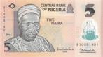 Nigeria banbiljet 5 Naira 2011 Polymeer, Pick 38c UNC, Ophalen of Verzenden, Nigeria, Los biljet