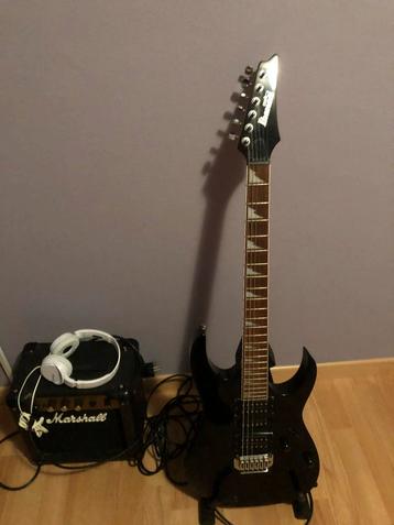 Ibanez GRG170DX Gitaar met marshall versterker. beschikbaar voor biedingen