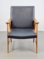 vintage fauteuil De Ster Gelderland Deens design ‘60 skai, Huis en Inrichting, Hout, Minder dan 75 cm, Gebruikt, Ophalen of Verzenden