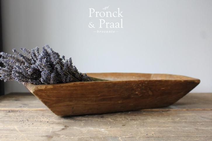 Oude brocante geleefde houten trog *Pronck & Praal*, Antiek en Kunst, Curiosa en Brocante, Ophalen of Verzenden