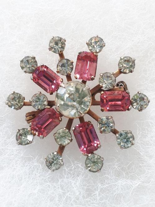 Oude Engelse Ster Broche, Heldere + Roze Rijnst. GRATIS Verz, Sieraden, Tassen en Uiterlijk, Antieke sieraden, Broche, Overige materialen