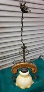 hanglamp metaal hout glas retro, Huis en Inrichting, Lampen | Hanglampen, Ophalen of Verzenden, 'T Olde Gre-j, Info@toldegrej.nl
