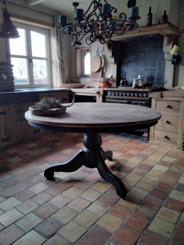 Ronde eettafel/kloostertafel 140 teakhout.., Huis en Inrichting, Tafels | Eettafels, Gebruikt, 100 tot 150 cm, 100 tot 150 cm