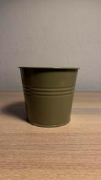 Metalen plantenpot Dille&kamille - olijfgroen, Tuin en Terras, Ophalen, Gebruikt, Rond, Metaal