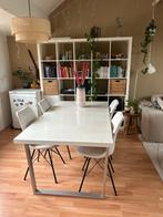 Hoogglans Witte Eettafel, Huis en Inrichting, Tafels | Eettafels, Ophalen, Kunststof, Gebruikt, 100 tot 150 cm