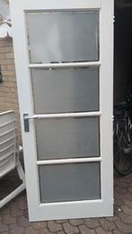 Hardhouten Binnendeur met Glas 199cm bij 83cm, Gebruikt, 80 tot 100 cm, Binnendeur, Ophalen of Verzenden