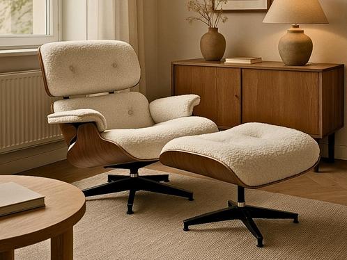 Eames Lounge Chairs Teddy | NIEUW! | Uniek | Kleuren, Huis en Inrichting, Fauteuils, Nieuw, Hout, Metaal, Stof, 75 tot 100 cm