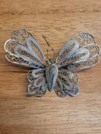 Zilveren filigraan vlinder broche, Sieraden, Tassen en Uiterlijk, Broches, 4 tot 7 cm, Onbekend, Ophalen of Verzenden, Zo goed als nieuw