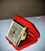 Vintage, Reisklokje, goud en Rood leer, Antiek en Kunst, Ophalen of Verzenden