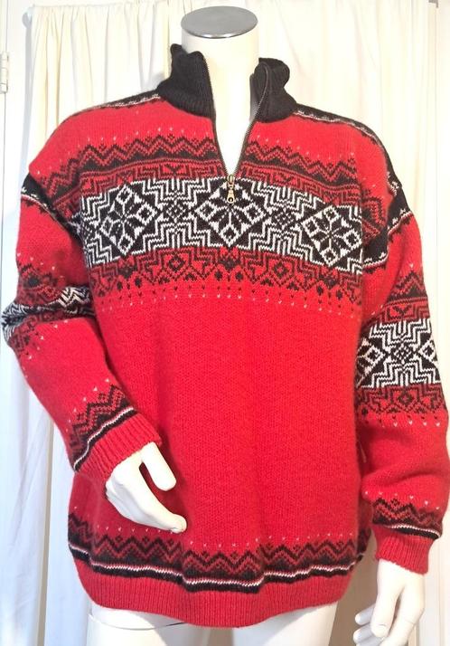GJESTAL DESIGN🧐🐑 wollen trui NOORS motief maat xl, Kleding | Heren, Truien en Vesten, Zo goed als nieuw, Maat 56/58 (XL), Rood