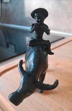Bronzen beeldje: Jongen op waterbuffel, Antiek en Kunst, Ophalen of Verzenden