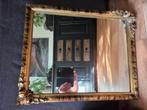 Antieke spiegel goud kleurig met bloemen motief, Ophalen, Ovaal, Minder dan 50 cm