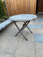 Houten tuintafel rond - Ø 90 cm - inklapbaar, Ophalen, Gebruikt, Rond, Hout