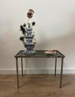 Vintage chromen bijzettafel milo baughman Amsterdam, Huis en Inrichting, 50 tot 100 cm, Rond, Ophalen of Verzenden, Zo goed als nieuw