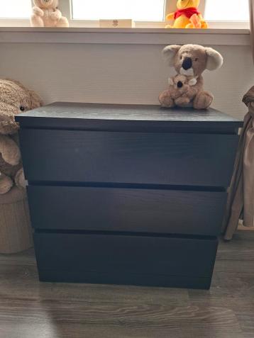 Ikea Malm Zwart met 3 lades - afbeelding 1