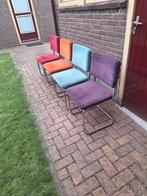 Design stoelen buisframe 4 x Dyyk Eierkamp, Huis en Inrichting, Stoelen, Ophalen, Zo goed als nieuw, Stof
