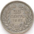 XntriQ-Coins - zilveren 25 cent 1897 Wilhelmina, Zilver, 25 cent, Ophalen of Verzenden, Koningin Wilhelmina
