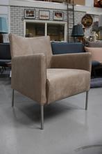 Mooie luxe fauteuil leerlook naturel beige