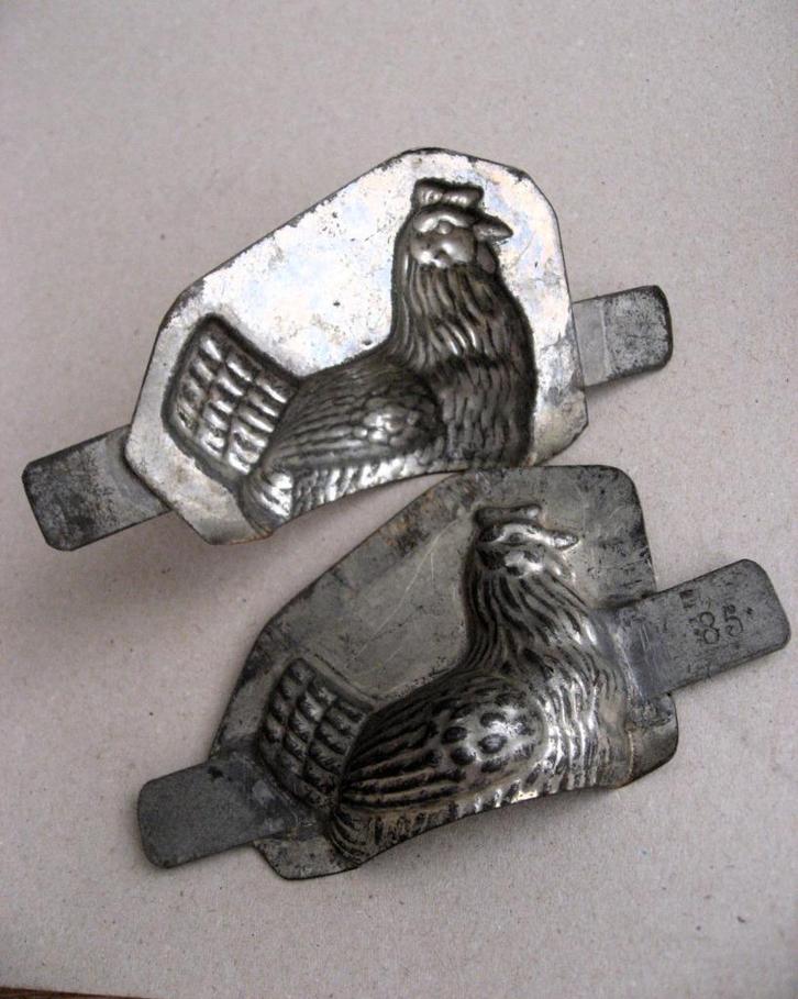 Antieke Franse chocoladevom, broedende kip, Antiek en Kunst, Curiosa en Brocante, Ophalen of Verzenden