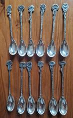Verzameling verzilverde bloemenlepeltjes van D.E., Antiek en Kunst, Ophalen of Verzenden