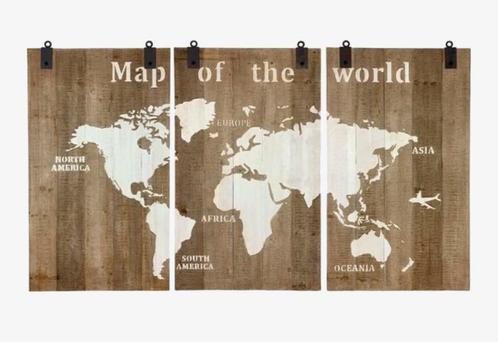 3 luik map of the world, Huis en Inrichting, Woonaccessoires | Wanddecoraties, Zo goed als nieuw, Ophalen