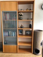 Mooie boekenkast met glazen schuifdeur, Huis en Inrichting, Kasten | Boekenkasten, Gebruikt, 100 tot 150 cm, 200 cm of meer, Ophalen of Verzenden
