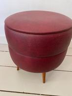 Vintage/retro - sale/opruiming - poef/naaimand rood skai, Ophalen of Verzenden
