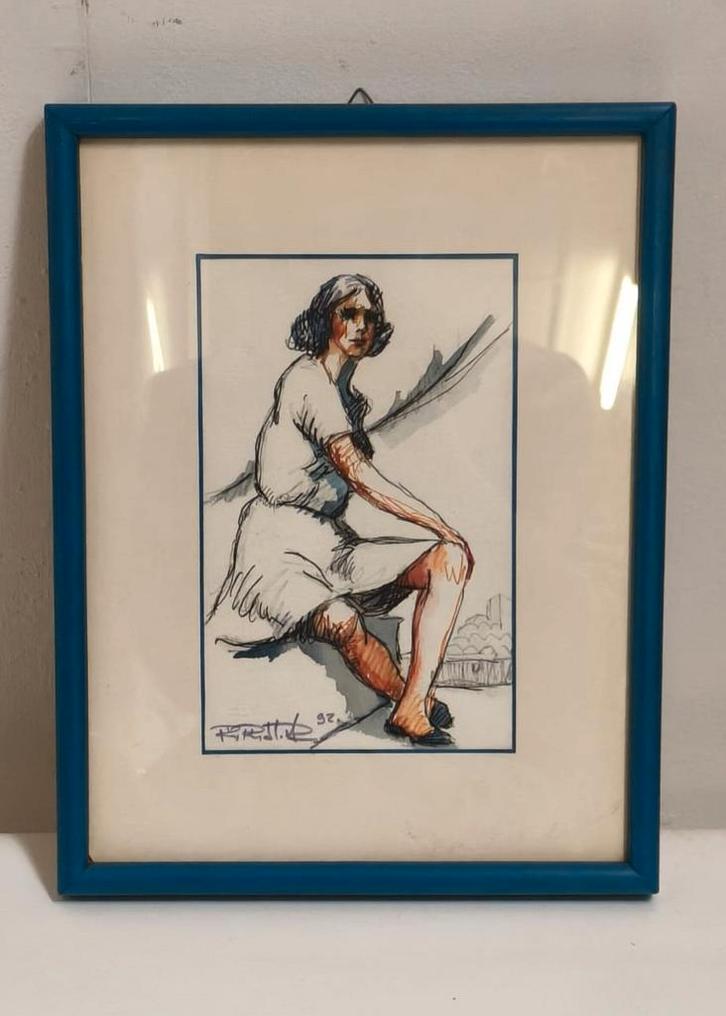 Tekening schets Roger Perez de la Rocha vrouw 34 Jr oud, Antiek en Kunst, Kunst | Tekeningen en Foto's, Ophalen