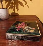 Vintage Blikken Doos met Bloemen, Antiek en Kunst, Ophalen of Verzenden