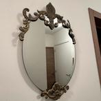 Ovale Spiegel met metalen Rand, Minder dan 50 cm, Gebruikt, Ophalen of Verzenden, Minder dan 100 cm