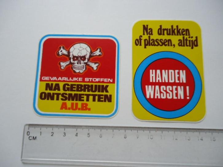 sticker oud WC TOILET Handen wassen strip retro 2x, Verzamelen, Stickers, Zo goed als nieuw, Bedrijf of Vereniging, Verzenden