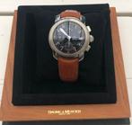 Baume & Mercier Capeland Chrono Black Dial, Leer, Staal, Polshorloge, Zo goed als nieuw