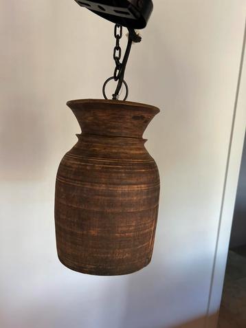 Houten lamp sober landelijk Nepalese kruik lamp beschikbaar voor biedingen